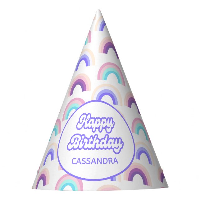 Chapeaux De Fètes Pink violet pastel Aquarelle Rainbow Party Casquet (Devant)