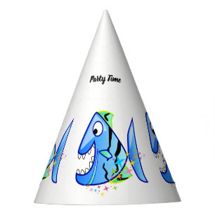 Chapeaux De Fètes Piranha Tropical Bleu avec étoiles