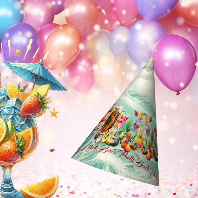 Chapeaux De Fètes Plage Fruits tropicaux Cocktails Bachelorette Part (Beach Tropical Fruits Cocktails Bachelorette Party Party Hat)