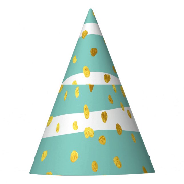 Chapeaux De Fètes Points d'or et rayures : Motif élégant (Devant)