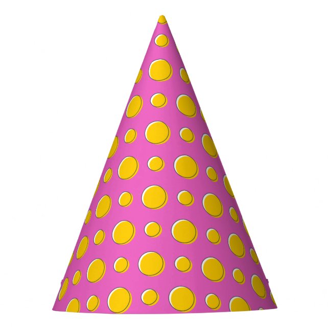 Chapeaux De Fètes Points jaunes sur fond rose (Devant)