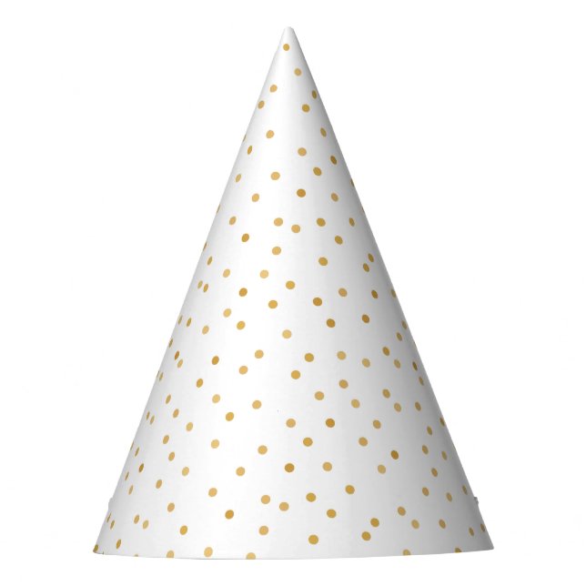 Chapeaux De Fètes Points modernes élégants de confettis d'or blanc (Devant)