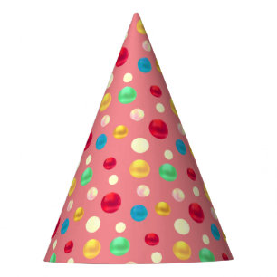 Chapeaux De Fètes Points multicolores à l'anniversaire rose