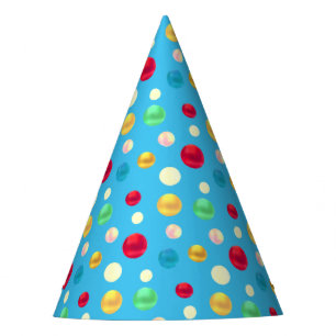 Chapeaux De Fètes Points multicolores sur un turquoise Anniversaire