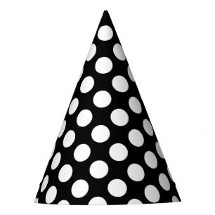 Chapeaux De Fètes Pois noirs et blancs, Motif Polka
