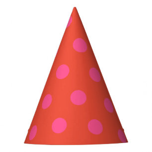 Chapeaux De Fètes Pois rose et rouge orange monogrammé