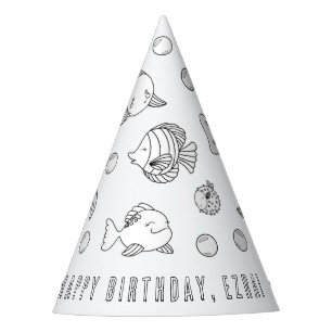 Chapeaux De Fètes Poisson Anniversaire - Couleur Votre Propre Casque
