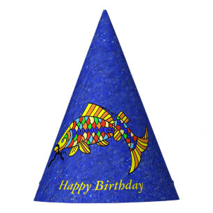 Chapeaux De Fètes Poisson coloré brillant Festif Éclat Bleu