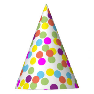 Chapeaux De Fètes Polka-Dots colorés Motif Confetti en blanc