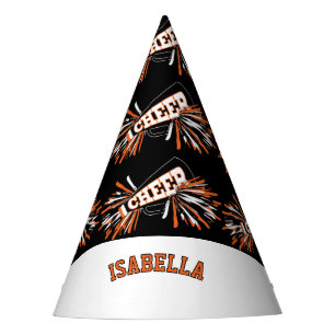 Chapeaux De Fètes Pom-pom girl en noir, blanc et orange