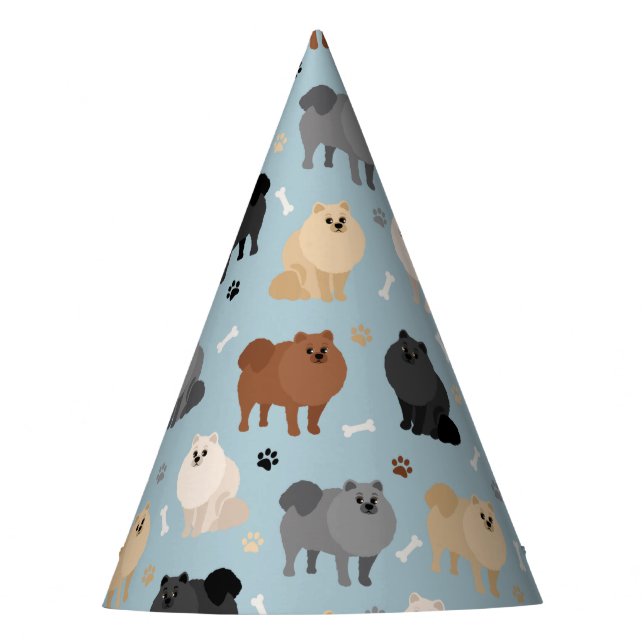 Chapeaux De Fètes Poméranie Paw-prints et os de chien (Devant)