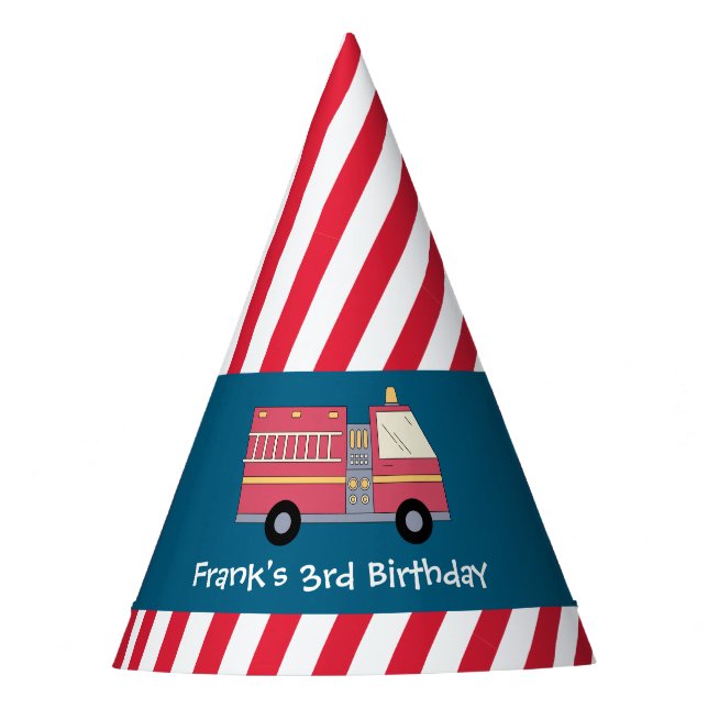 Chapeaux De Fètes Pompier rouge Alarme Camion Fournitures d'annivers (Devant)