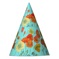 Poppies de pavot jaune orange rouge Aqua aux fleur