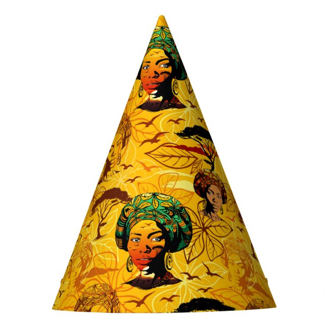 Chapeaux De Fètes Portrait féminin africain avec coucher de soleil (Devant)