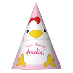 Chapeaux De Fètes Poulet fête d'anniversaire rose
