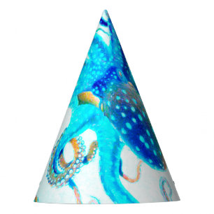 Chapeaux De Fètes Poulpe coloré bleu