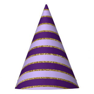 Chapeaux De Fètes Pourpre et fête d'anniversaire de rayures de