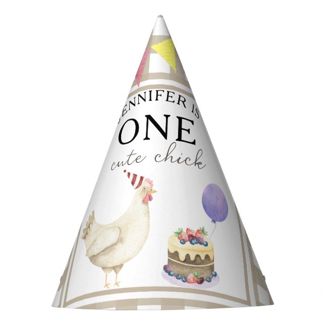 Chapeaux De Fètes Poussin aquarelle 1er anniversaire (Devant)