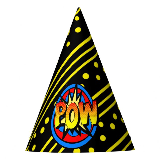 Chapeaux De Fètes Pow Pop Art Cartoon Superpower Casquette d'anniver (Devant)