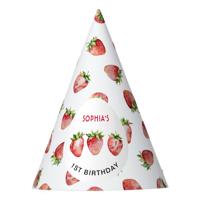 Chapeaux De Fètes Premier anniversaire de fraise (Devant)