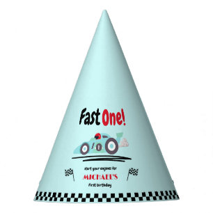 Chapeaux De Fètes Premier anniversaire Fast One Vintage Blue Race Ca