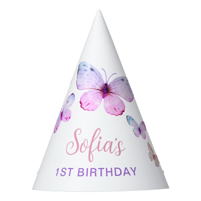 Chapeaux De Fètes Premier anniversaire papillon fille 1er Casquette  (Devant)