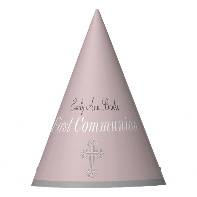 Chapeaux De Fètes Première communion de dentelle rose (Devant)