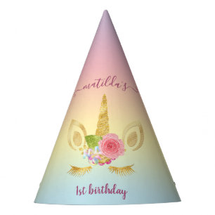 Chapeaux De Fètes Première licorne mignonne élégante de parties