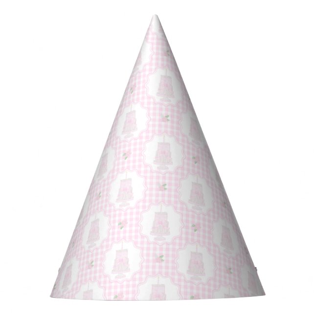 Chapeaux De Fètes Preppy Pink Bows Trellis Premier anniversaire Ribb (Devant)