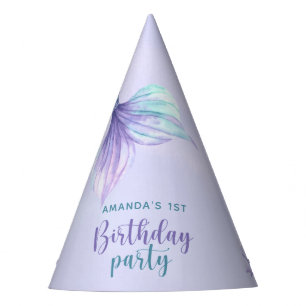 Chapeaux De Fètes Queue de sirène aquarelle pour fête d'anniversaire