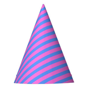Chapeaux De Fètes Rayures de fête d'anniversaire rose bleu motif