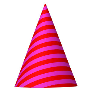 Chapeaux De Fètes Rayures de fête d'anniversaire rose rouge motif