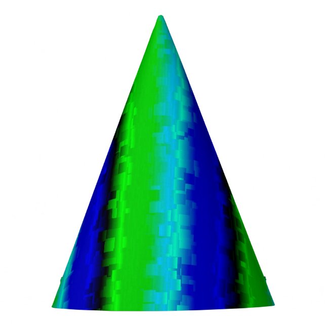 Chapeaux De Fètes Rayures de verre brisé bleu vert (Devant)