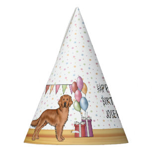 Chapeaux De Fètes Red Golden Retriever Chien coloré Joyeux anniversa