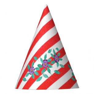 Chapeaux De Fètes Red White Stripes Purple Flowers Casquettes