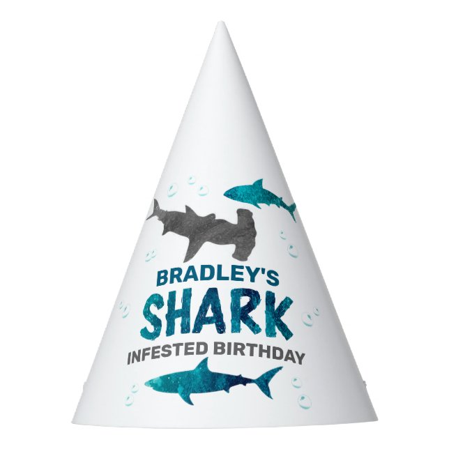 Chapeaux De Fètes Requin infesté n'importe quel âge Anniversaire (Devant)