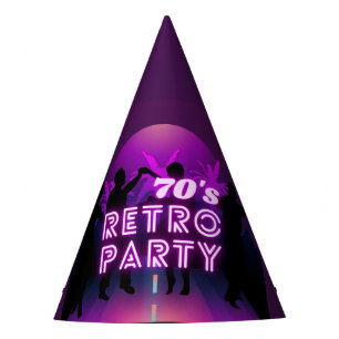 Chapeaux De Fètes Retro 80 s Disco Dance Party Neon Purple Funky