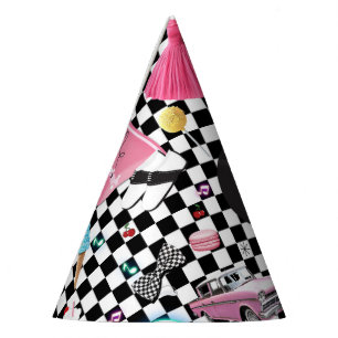 Chapeaux De Fètes Retro Checker 50's Cinquante Thème Anniversaire