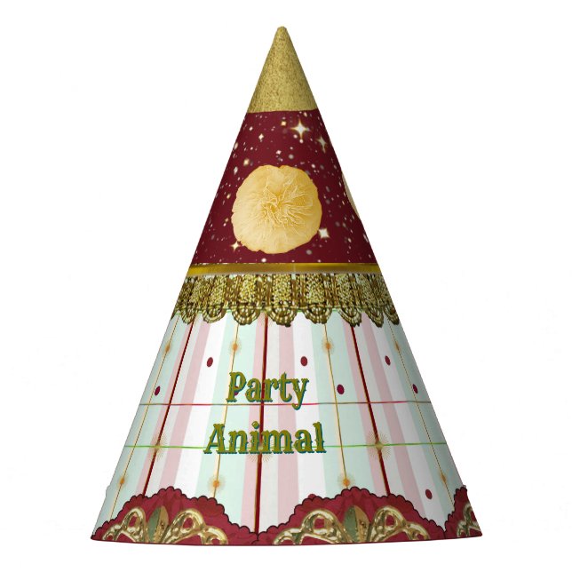 Chapeaux De Fètes Retro Circus Carnival Party Hat - Yellow Puffs (Devant)