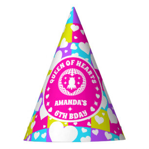 Chapeaux De Fètes Retro Neon Reine Des Coeurs Anniversaire