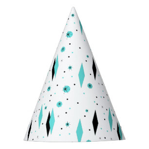 Chapeaux De Fètes Retro Turquoise Diamants & Starburst Casquette de