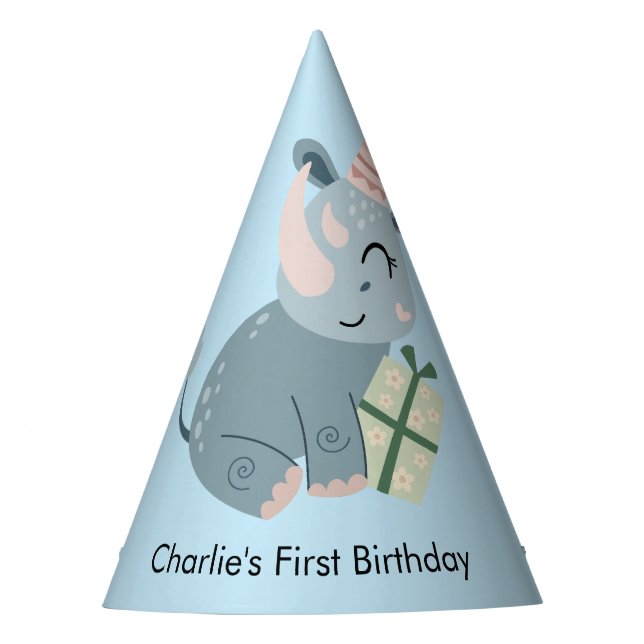 Chapeaux De Fètes Rhinocéros animal de fête avec cadeaux, Anniversai (Devant)