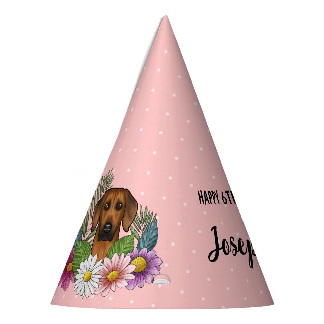 Chapeaux De Fètes Rhodesian Ridgeback Chien Et Fleurs Anniversaire F (Gauche)