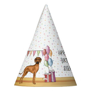 Chapeaux De Fètes Rhodesian Ridgeback Colorful Pastel Joyeux Anniver
