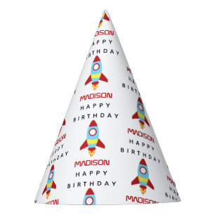 Chapeaux De Fètes Rocket Spacship Lancement Nom personnalisé Anniver