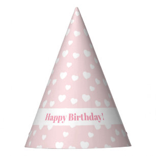 Chapeaux De Fètes Rose clair et cœurs, anniversaire, douche, fête