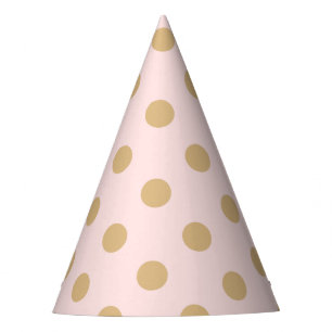 Chapeaux De Fètes Rose et motif de point de polka d'or