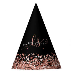 Chapeaux De Fètes Rose Gold Blush Pink Parties scintillant Glam Nom 