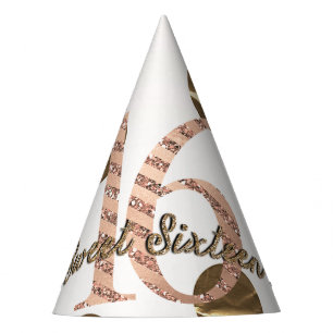 Chapeaux De Fètes Rose Gold Bronze pois Sweet 16 Anniversaire