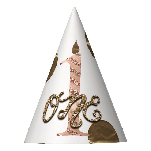 Chapeaux De Fètes Rose Gold ONE 1er Anniversaire Points de Bronze (Devant)
